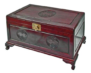 Longlife carved camphorwood lined chest, rosewood colour 3L